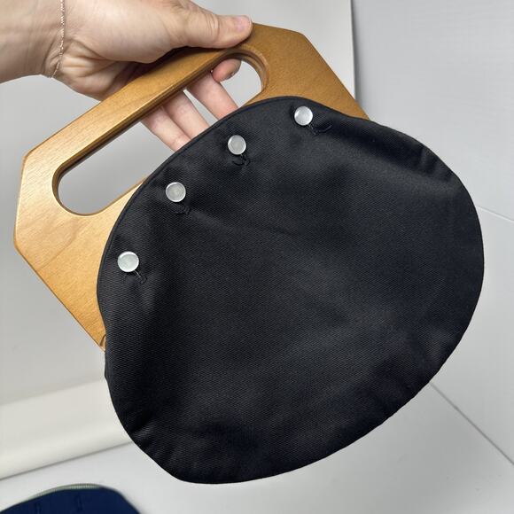 Vintage Bermuda Bag Wood Handle Clutch 4 Interchangeable Covers - Picture 3 of 9